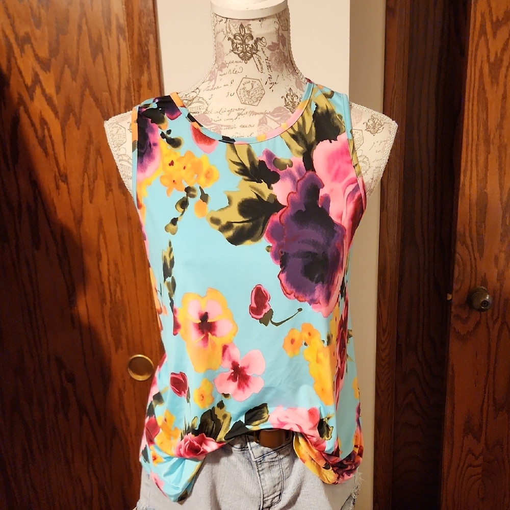 HEIMISH USA Blue Tie Front Tank Top